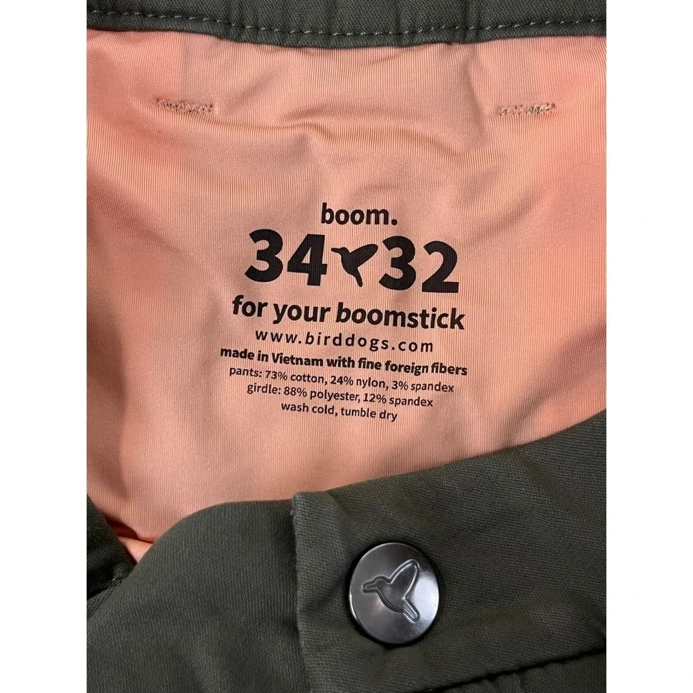 Birddogs Boomstick Chino Pants Men's 34x32 Green Lined Performance Stretch EUC